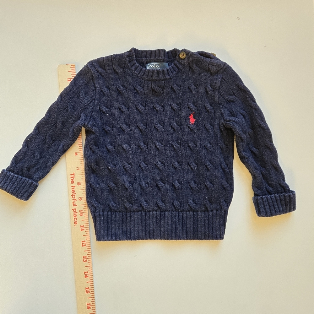 Ralph Lauren Navy Knit Sweater with Red Pony